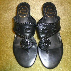 Jack Rogers Hamptons whipstich Black kitten heel women's size 6